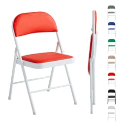 mcc direct Set of 1 Folding Chair, Faux Leather Foldable Chair with Metal Frame and Padded Seat, Easy to Fold and Store for Home