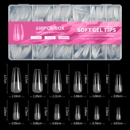 100/320/600Pcs Short Almond Nail Tips Soft Gel Nail Tips Full Cover False Nail Tips For Acrylic Nails Salon Home Press On Nails