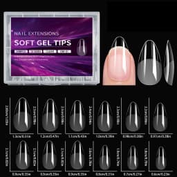 100/320/600Pcs Short Almond Nail Tips Soft Gel Nail Tips Full Cover False Nail Tips For Acrylic Nails Salon Home Press On Nails