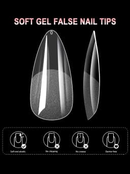 100/320/600Pcs Short Almond Nail Tips Soft Gel Nail Tips Full Cover False Nail Tips For Acrylic Nails Salon Home Press On Nails