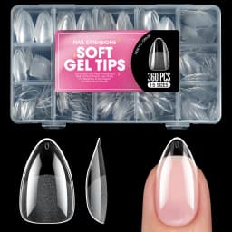 100/320/600Pcs Short Almond Nail Tips Soft Gel Nail Tips Full Cover False Nail Tips For Acrylic Nails Salon Home Press On Nails