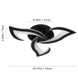 36W Creative Flower Shape Ceiling Lamp,Modern LED Ceiling Light,Black Acrylic Ceiling Light,52 cm Cool White Light 6500K