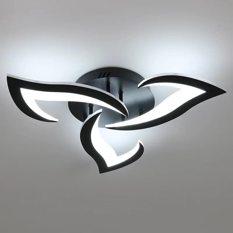36W Creative Flower Shape Ceiling Lamp,Modern LED Ceiling Light,Black Acrylic Ceiling Light,52 cm Cool White Light 6500K