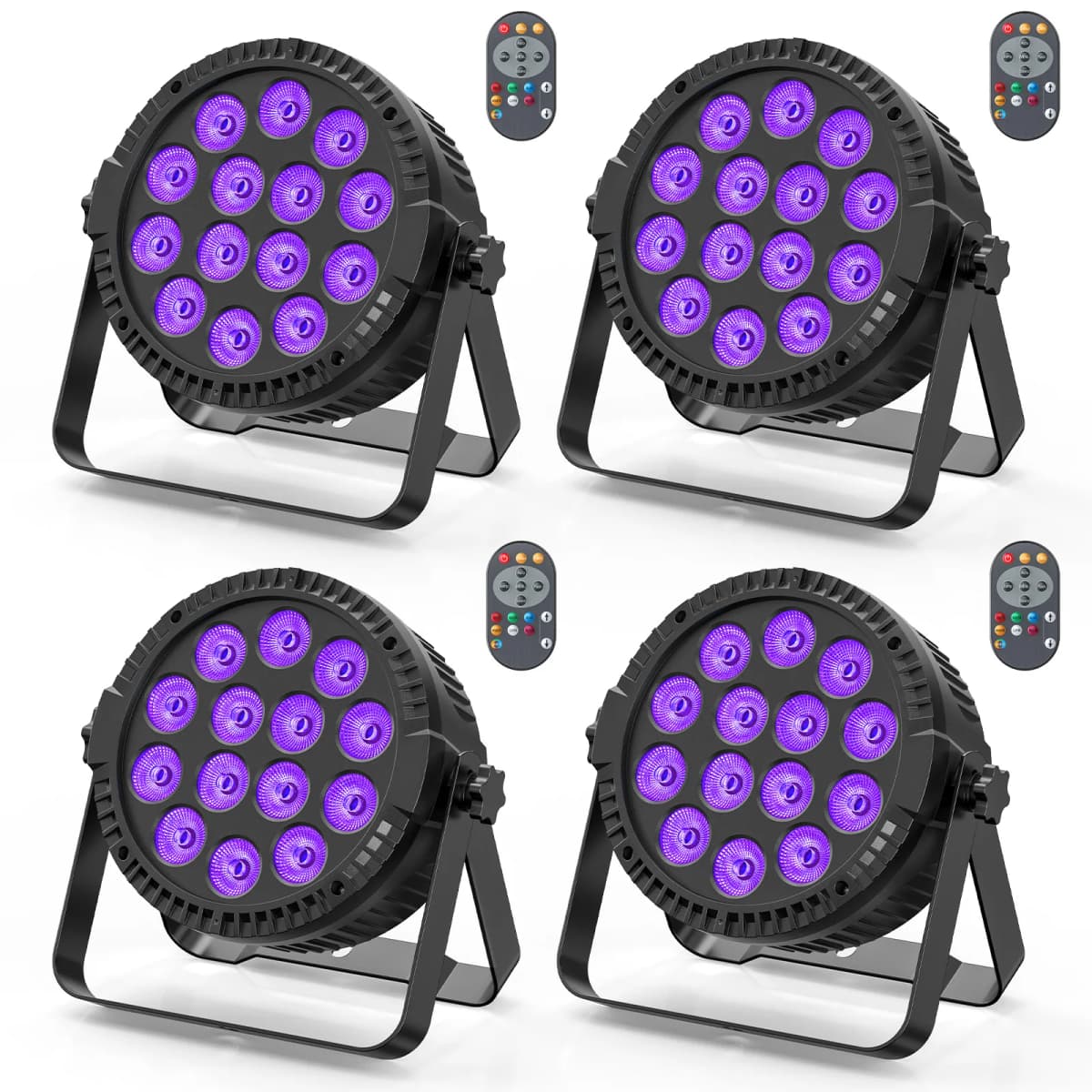 4Pcs 4 in 1 RGBW 14 LEDs 80W Par Light DMX512 Master-Slave Sound Activated with Remote Control DJ Party Stage Effect Lighting