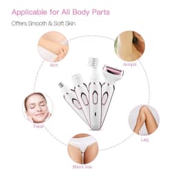 4 in 1 Lady Shaver Electric Hair Removal USB Rechargeable Painless Epilator Trimmer Wet & Dry Shaving Set for Face Eyebrow Nose Bikini Legs Underarm Body