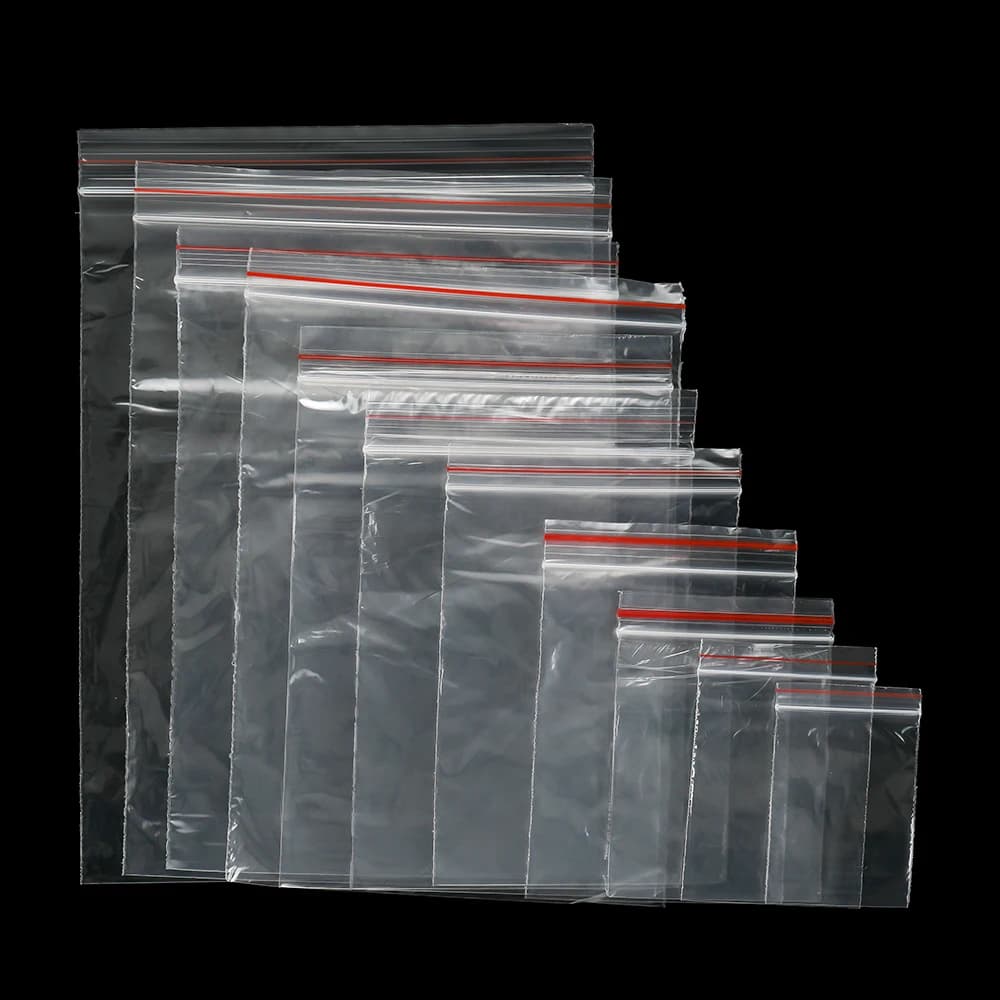 100Pcs Multiple Sizes Transparent Ziplock Plastic Bag for Jewelry Beads Bracelets Storage Small Business Packaging Supplies