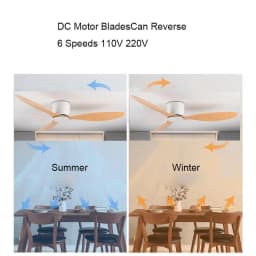42 52 Inch Ceiling Fans No Light DC Motor Remote Control Cooling Fans Lamp Low Floor Ceiling Fan White wood Black Color FANS