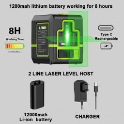 Lfine Laser Level 2 Lines Cross Green Level Laser Horizontal Vertical Nivel Laser Automatic 360° Self-Leveling Laser Level Tools