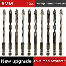 High-Four-Edged Serrated Eccentric Drill for Dry Drilling of Ceramic Tiles, Glass, Marble, Concrete, Stainless Steel Drill Bits