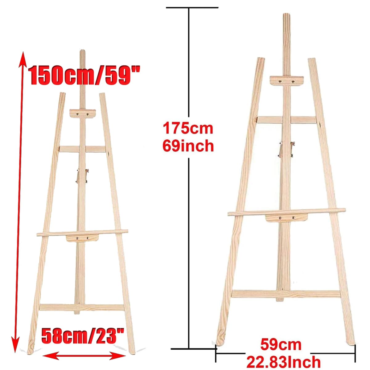 Pine Wood Table Easel Adjustable For Artist Easel Painting Craft Wooden Stand For Party Decoration Party Supplies 1.5m/1.75m