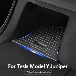 For Tesla Model Y Juniper Trunk Organizer Side Storage Box Boot Organizer Flocked TPE Mat Anti-dirty 2025 Car Travel Accessories