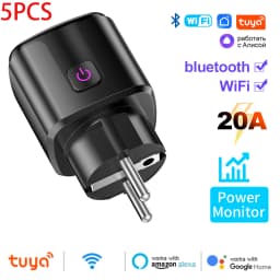 WiFi 20A Socket With Power Monitoring Work With Tuya Smart EU Plug Timer Child Lock Outlet Google Home Alice SmartThings Alexa