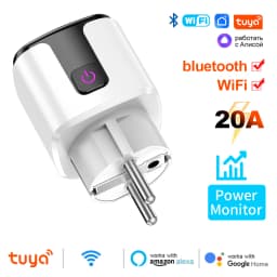 WiFi 20A Socket With Power Monitoring Work With Tuya Smart EU Plug Timer Child Lock Outlet Google Home Alice SmartThings Alexa