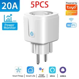 WiFi 20A Socket With Power Monitoring Work With Tuya Smart EU Plug Timer Child Lock Outlet Google Home Alice SmartThings Alexa