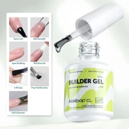 Nailpop Builder Nail Gel 4 Colors Base Coat Strengthener Thickening Extension Rhinestone Glue Gel Polish Brush in Bottle 15ml