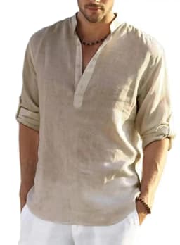 New Men's Casual Blouse Cotton Linen Shirt Loose Tops Long Sleeve Tee Shirt Spring Autumn Casual Handsome Men's Shirts