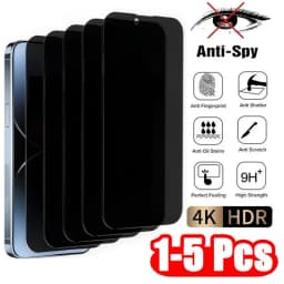 1-5PCS Anti Peep Privacy Tempered Glass For iPhone 12 13 14 15 Pro Max 16 17 Anti Spy Screen Protector