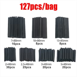 Black Heat Shrink Tube Kit Thermoresistant Tubing Shrink Wire Wrapping Electrical Connection Cable Insulation Sleeves Protecter