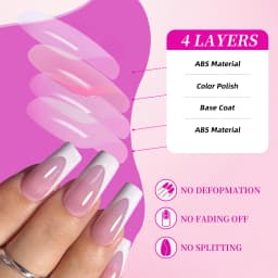144pcs French Hand and Foot Wear Nail Set Summer Short Square Shiny False Toenail Acrylic Full Coverage Suitable for Nail Salon