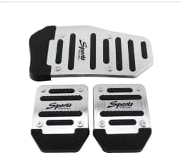 Aluminum Car Pedal Cover Set Automatic Transmission & Gas Foot Covers in Red Silvery, Blue - Stylish Auto Interior Accessories