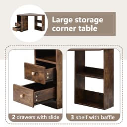 L-Computer Desk Corner with Large Storage Space Study Desk Laptop Table for Home Office