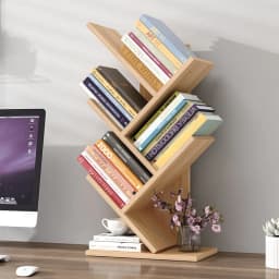 Voltsify Rustic Standing Tree Bookshelf Wood Display Rack Kids Bookshelf Bookshelves for Home