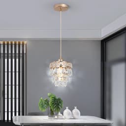 Crystal K9 Chandelier Lamp Living Bedroom Indoor Hanging Lighting Fixtures Modern Gold Pendant Lights for Restaurant Cloakroom E