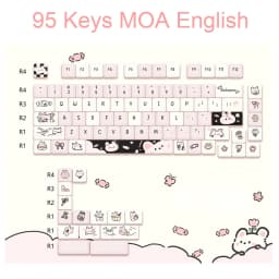 95 Keys Artoon Cute Puppy Cat Kitty Keycaps GMK PBT Keycap MOA Profile Dye Sublimation For DIY Mechanical Keyboard Girls Gift