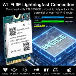 WiFi 6E RTL8852CE M.2 Network Card 5400Mbps 802.11AX Bluetooth 5.3 Wireless Adapter Tri Band 2.4/5/6GHz for Windows 10/11