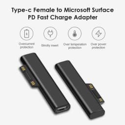 102W 6.8A PD Fast Charging Plug Converter for Microsoft Surface Pro X 8 7 6 5 4 3 Go Book USB C Charger Magnetic Power Adapter