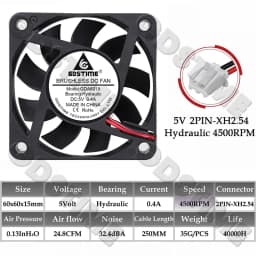 Gdstime 60MM Fan 24V 12V 5V Fan 60MMx15MM Brushless DC Exhaust Axial Cooling Fan 6cm 6015 Cooler for PC Equipment CPU Cooling