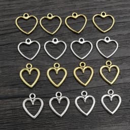 100PCS Picture Color Hollow Hearts Charms Geometry Pendant Metal Alloy DIY Necklace Bracelet Earrings Marking