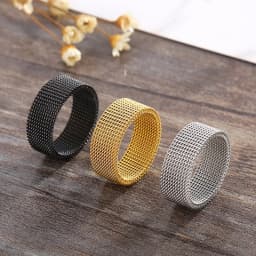 2025 Fashion New Mens Modern Stainless Steel Mesh Band Ring 4mm 8mm Wide For Men Women Retro Jewelry Gift Wholesale