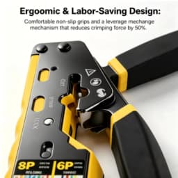 BEECHIP RJ45 Crimp Tool Pass Through Ethernet Crimping Tool for Cat6 Cat5 Cat5e RJ45 Connectors with Replacement Blade