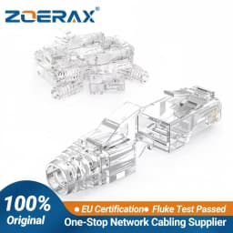 ZoeRax RJ45 Cat6 Pass Through Connectors and Strain Relief Boots, EZ to Crimp Modular Plug for Solid or Stranded Network Cable