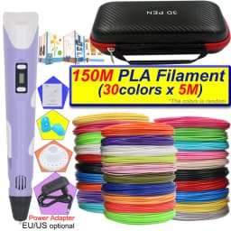 Kids 3D Printing Pen Set 3D Pen with LCD Display Power Adapter Storage Box 200M PLA Filament Children's Birthday Christmas Gift