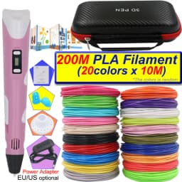 Kids 3D Printing Pen Set 3D Pen with LCD Display Power Adapter Storage Box 200M PLA Filament Children's Birthday Christmas Gift