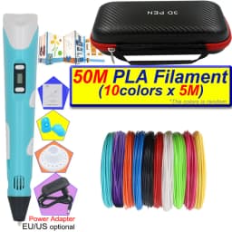 Kids 3D Printing Pen Set 3D Pen with LCD Display Power Adapter Storage Box 200M PLA Filament Children's Birthday Christmas Gift
