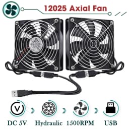 GDSTIME Dual 40mm 60mm 80mm 92mm 120mm 140mm 5V USB Fan w 2 in 1 USB Cable USB Controller For AV Receiver DVR and TV Box Cooling