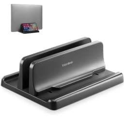 Dual-Slot Adjustable Vertical Laptop Stand ABS Plastic 4in1 Design Space-Saving for MacBook Chromebook Surface HP Dell Book iPad