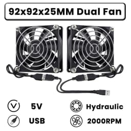GDSTIME Dual 40mm 50mm 60mm 80mm 92mm 120mm 140mm DC 5V Powered USB Fans with 2 in 1 USB Cable for AV Receiver DVR Cooling