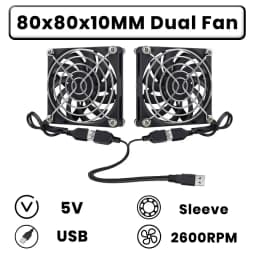 GDSTIME Dual 40mm 50mm 60mm 80mm 92mm 120mm 140mm DC 5V Powered USB Fans with 2 in 1 USB Cable for AV Receiver DVR Cooling