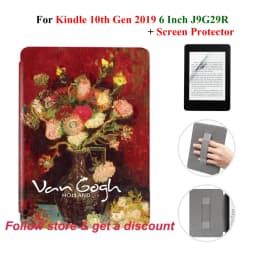 For Kindle 10th Generation Case + Screen Protector 6 Inch with Hand Strap Belt Ebook 2019 J9G29R Leather Cover Wake Sleep Funda