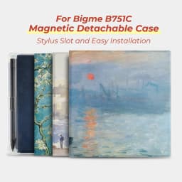 Twosheep Magnetic Detachable Case for Bigme B751C 7 Inch Soft TPU Cover with Pen Slot Auto Sleep Wake Oil Painting