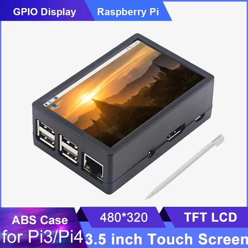 3.5 inch Raspberry Pi 3B/3B+/4B Touch Screen TFT LCD 480*320 GPIO Display Monitor ABS Case Box for Raspberry Pi 4 Model B 3B+ 3B