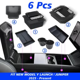 TESY Console & Armrest Storage Box For Tesla New Model Y Juniper Launch ABS Silicone Non-slip Mat Upper and Lower Watercup