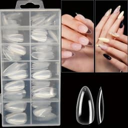 120 Pieces of Transparent Coffin/Mandarin/Aprilion/Square/Oval/Other Shape Style Boxed Nails, Soft 12 Sizes Full Cover Acrylic Press-On Nails, Suitable for Home DIY Nail Art and Nail Salon Use or as a Gift, Essential for Women's Nail Care, Christmas Nails