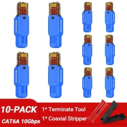 AMPCOM RJ45 Connector Tool Free CAT6A CAT6 10Gbps UTP Field Modular Plug Tool Free Ethernet Reusable Termination Lan Plugs