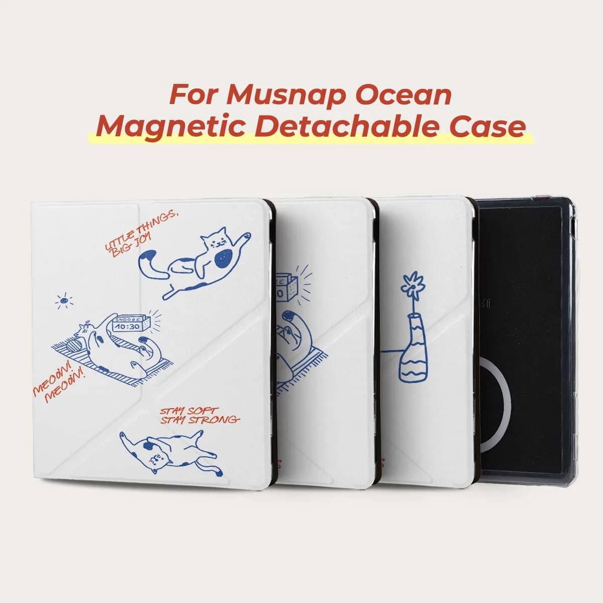 Twosheep Magnetic Detachable Case for Musnap Ocean Oceanc iReader Ocean5pro Ocean5c 7 Inch Soft TCover Auto Sleep Wake Line Cat