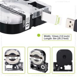 2pcs/5pcs/10pcs SS12KW 12mm Compatible Epson Label Tape SS12KW LK-4WBN ST12KW SC12RW SC12YW for Epson LW-300 LW-400 Label Maker